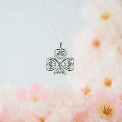 Oxidized 925 Sterling Silver Celtic Knot Cross, Shamrock Clover, Tinity Heart, Turtle, Angel and Mom Pendant Necklace, 18''