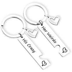 TOGON Couple Keychain Set His Crazy Her Weirdo Promise Jewelry Gift Wedding Gift for Lover Boyfriend Girlfriend 2pcs