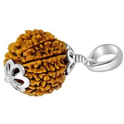 55Carat Choose Your Original Lab Certified Rudraksha 1 to 13 Mukhi Ganesha Gauri Shankar Silver Plated Pendant Astrological Shiva Jewelry for Men and Women