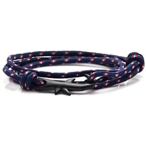 Heavstjer Fashion Plated Black Alloy Shark Tail Hook Colorful Rope Link Bracelet