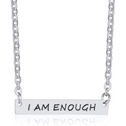 Stainless Steel I am Enough Inspirational Mantra Statement Collar Necklace