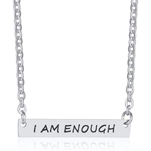 Stainless Steel I am Enough Inspirational Mantra Statement Collar Necklace