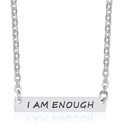 Stainless Steel I am Enough Inspirational Mantra Statement Collar Necklace Stainless Steel I am Enough Inspirational Mantra Statement Collar Necklace