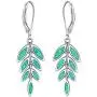 Opal Gem Leverback Earrings Lightweight, Olive Leaf Opal Earrings for Women Girls