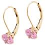Quality Jewels 14k Gold Earrings, Yellow Gold Dangle Earrings with Round Cubic Zirconia Stone and Easy-to-Use Secure Leverback Clasp