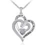 Distance Heart Necklace for Women 925 Sterling Sliver Heart Jewelry I Love You to The Moon and Back Necklaces for Mother Girlfriend Wife with Jewelry Gift Box