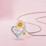Distance Sunflower Necklace for Women S925 Sterling Silver Heart Necklace Jewelry,You are My Sunshine Pendant Necklaces Jewelry Gifts for Women Girls Mom Wife