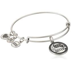 Alex and ANI Soul Sister Expandable Bangle Bracelet for Women, Friendship Inscription Charm, 2 to 3.5 in