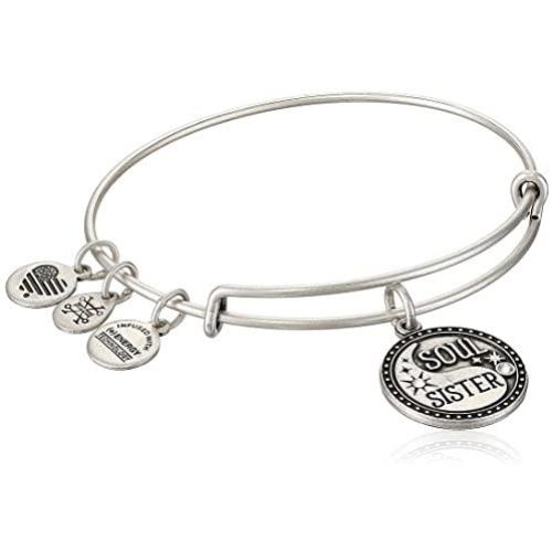 Alex and ANI Soul Sister Expandable Bangle Bracelet for Women, Friendship Inscription Charm, 2 to 3.5 in