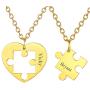 U7 Couples Necklace Stainless Steel Gold Color Custom Cat Yin Yang/Heart Puzzle BFF Friendship/Mother Daugther/His and Her Matching Set Necklaces for Men Women