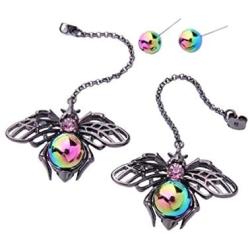 NORTHSTAR PEARLS AND JEWELRY: Black Color Bee Colorful Earrings for Adults, Long Drop Hang Dangle Earrings, Fashion Jewelry. Insects, Bugs Jewelry.