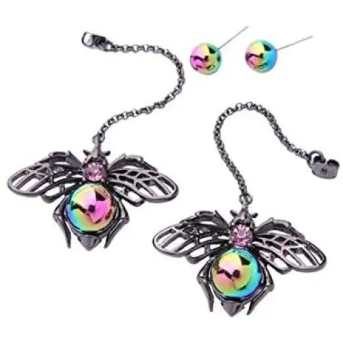 NORTHSTAR PEARLS AND JEWELRY: Black Color Bee Colorful Earrings for Adults, Long Drop Hang Dangle Earrings, Fashion Jewelry. Insects, Bugs Jewelry. NORTHSTAR PEARLS AND JEWELRY: Black Color Bee Colorful Earrings for Adults, Long Drop Hang Dangle Earrings, Fashion Jewelry. Insects, Bugs Jewelry.
