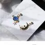 Cosmic Series Saturn Asymmetric Astronaut Drop&Dangle Earrings for Women, Moon Planet Star Earrings for Girls Birthday Graduation Gift
