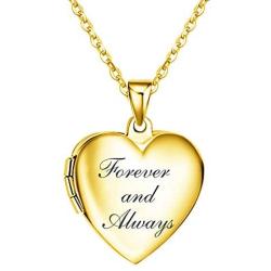 Kumshunie Heart Picture Locket Necklace That Holds Photo 18K Gold Plated Keepsake Memorial Jewelry