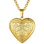 GOLDCHIC JEWELRY Heart Locket Necklace,18K Gold Plated/Platinum Plated/Rose Gold Flower/Tree of Life Memorial Photo Locket Necklace with Picture with 20”+2” Chain,with Gift Box