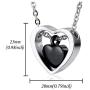 HQ Personalized Engraving Custom Stainless Steel Double Heart Black Pendant Cremation Urn Necklace for Ashes Keepsake Memorial