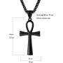 HZMAN Mens Stainless Steel Coptic Ankh Cross Religious Pendant Necklace, 22+2'' Rope Chain