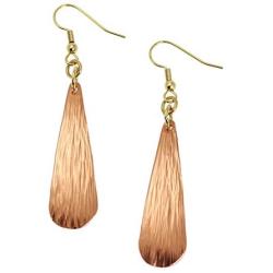 Chased Copper Long Tear Drop Earrings By John S Brana Handmade Jewelry Durable Copper Earrings