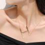 Sideways Large Initial Necklace for Women - 18K Gold Plated Letter Necklace for Women Girls, Stainless Steel Big Alphabet Monogram Necklace A-Z Name Slanted Initial Necklace Initial Jewelry for Women