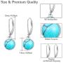 Turquoise Small Hoops Earrings, 925 Sterling Silver Round Shape Huggie Hypoallergenic for Sensitive Ears, Turquoise Jewelry Gift for Women Mom Wife Daughter Girlfriend with Gift Box