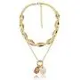 The Woos Layered Simulated Chain Choker Shell Map Heart Crystal Pendant Necklace Hollow Out Round Circle Punk Chunky Gold Long Chain Statement Choker Necklace for Women Girls Jewelry
