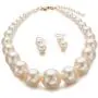 Womens Faux Big Pearl Choker Necklace and Earring Set Fashion Pearl Set Womens Faux Big Pearl Choker Necklace and Earring Set Fashion Pearl Set