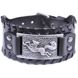 fishhook Celtic Knot Fox Smart Symbol Bangle Talisman Amulet Leather Bracelet