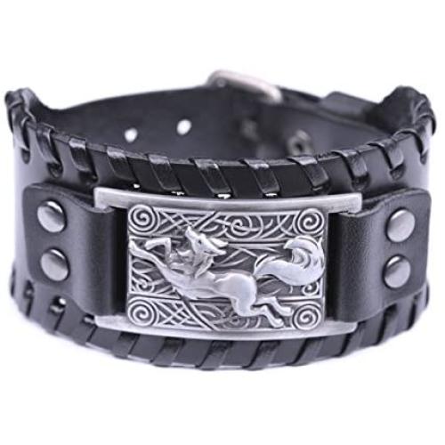 fishhook Celtic Knot Fox Smart Symbol Bangle Talisman Amulet Leather Bracelet
