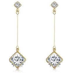 SBLING 18K Gold Plated or Platinum Plated Cubic Zirconia Drop Earrings (3.9 cttw)