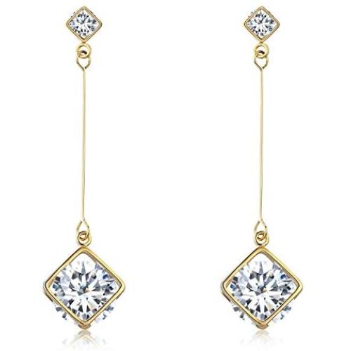 SBLING 18K Gold Plated or Platinum Plated Cubic Zirconia Drop Earrings (3.9 cttw)