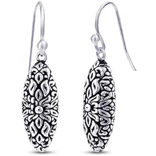 Charmsy Sterling Silver Jewelry Light-Weight Antique Filigree Drop Dangle Earring for Women