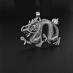 UMtrade Hip Hop Jewelry Huge Male Men Stainless Steel Dragon Necklace Chinese Zodiac Animal Pendant