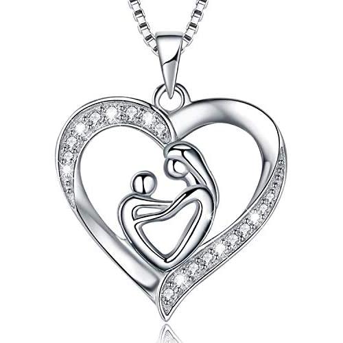 MUATOGIML Mothers Birthday Gifts 925 Sterling Silver Love You Mom Heart Infinity Pendant Necklace for Women Nana