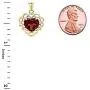 Certified 10k Gold Genuine Garnet Filigree Heart-Shaped Pendant