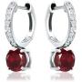 CRYSTAL ICE Sterling Silver Birthstone Drop Dangle Hoop Earrings, Colored Swarovski Crystal