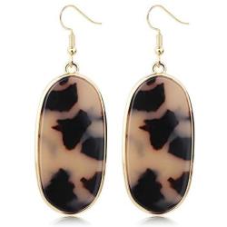 Finrezio Acrylic Earrings for Women Teen Girls Mottled Resin Statement Drop Dangle Oval Earrings Set