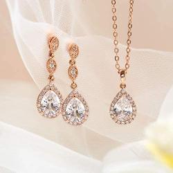 A+O Elegant Teardrop Cubic Zirconia Crystal Earrings in Silver, Gold, Rose Gold