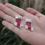 RareLove Cute Christmas Red Stocking Sock Piercing Dangle Earrings Bling Crystal CZ Silver Plated Alloy Holiday Jewelry For Women Girls RareLove Cute Christmas Red Stocking Sock Piercing Dangle Earrings Bling Crystal CZ Silver Plated Alloy Holiday Jewelry For Women Girls