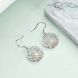 ONEFINITY Sterling Silver Lotus Earrings Lotus Flower Filigree Dangle Drop Earrings Yoga Jewelry for Women