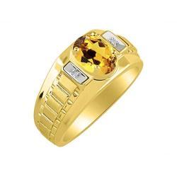 RYLOS Mens Rings Yellow Gold Plated Silver Rings Classic Designer Style 8X6MM Oval Gemstone & Genuine Diamond Ring Color Stone Birthstone Rings For Men Mens Rings, Silver Rings, Size 8,9,10,11,12,13