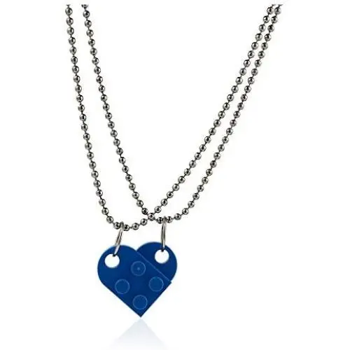 Couples Colorful Brick Heart Pendant Shaped Necklace for Friendship 2 Two Piece Keychain Puzzle Jewelry Set Made with Elements Valentines Day BFF Couples Colorful Brick Heart Pendant Shaped Necklace for Friendship 2 Two Piece Keychain Puzzle Jewelry Set Made with Elements Valentines Day BFF