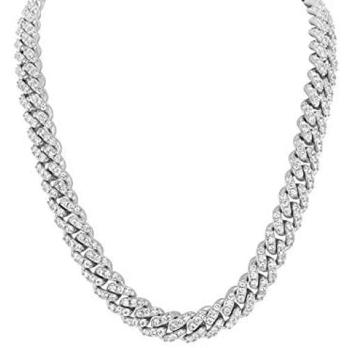 Shop-iGold 18K Gold Finish Lab Diamond CZ Miami Cuban Link Chain Necklace Micro Pave Iced Out Mens Choker Necklace - Mens Jewelry, Mens Necklace, Iced Out Chain, Iced Out Jewelry