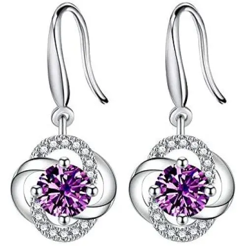 Four- Leaf Clover 5A Cubic Zirconia Sterling Silver Dangle Drop Earrings Gift for Women Gemini Sets Four- Leaf Clover 5A Cubic Zirconia Sterling Silver Dangle Drop Earrings Gift for Women Gemini Sets