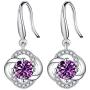 Four- Leaf Clover 5A Cubic Zirconia Sterling Silver Dangle Drop Earrings Gift for Women Gemini Sets