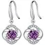Four- Leaf Clover 5A Cubic Zirconia Sterling Silver Dangle Drop Earrings Gift for Women Gemini Sets Four- Leaf Clover 5A Cubic Zirconia Sterling Silver Dangle Drop Earrings Gift for Women Gemini Sets