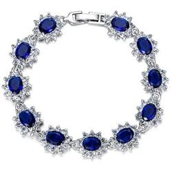 EVER FAITH Womens Austrian Crystal Zircon Bridal Snowflake Flower Tennis Bracelet Silver-Tone