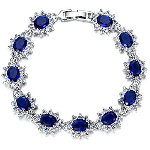EVER FAITH Womens Austrian Crystal Zircon Bridal Snowflake Flower Tennis Bracelet Silver-Tone