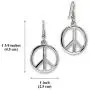 Hippie Peace Sign Dangle Earrings Polished Silver Finish Pewter Hippie Peace Sign Dangle Earrings Polished Silver Finish Pewter