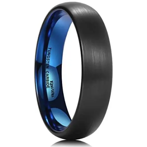 King Will Duo Unisex 5mm 6mm 7mm 8mm Classic Black Rose Gold/Blue Domed Tungsten Carbide Wedding Band Ring Comfort Fit King Will Duo Unisex 5mm 6mm 7mm 8mm Classic Black Rose Gold/Blue Domed Tungsten Carbide Wedding Band Ring Comfort Fit