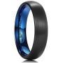 King Will Duo Unisex 5mm 6mm 7mm 8mm Classic Black Rose Gold/Blue Domed Tungsten Carbide Wedding Band Ring Comfort Fit